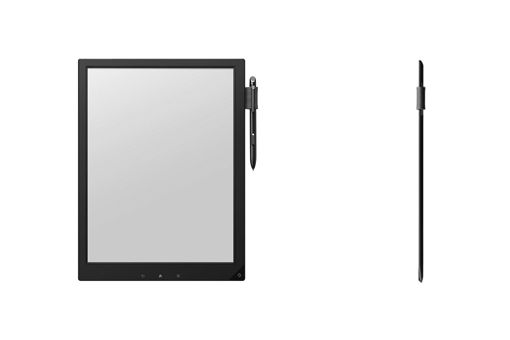 「デジタルペーパー」端末の試作機のイメージ　左：正面、右：側面（ペンを除く）（画像：ソニー）