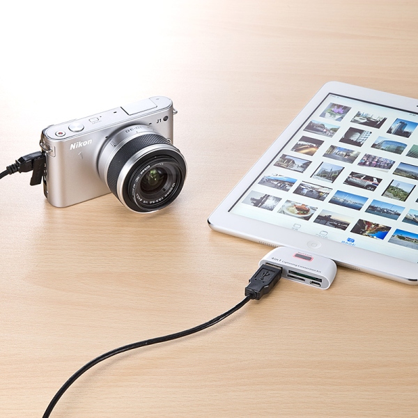 iPadでSDカードの画像を直接読み込める「iPadカードリーダー400-ADRIP07シリーズ」
