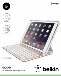 ベルキンより、デバイスを2台まで同時接続できるQODE iPad Air 2対応Ultimate Proホワイト／ゴールドキーボードケース発売