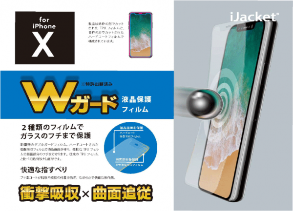 WガードでiPhone Xをガラスのフチまでしっかり保護