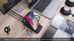 HyperDrive 8in1 USB-C Hub+Qi Wireless Charger Stand