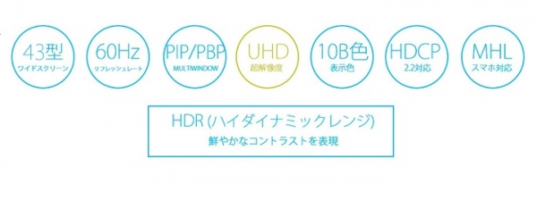 JAPANNEXTが43型HDR対応 PBP/PIP機能 4K液晶モニター JN-IPS4300UHDRを４月10日に新発売！