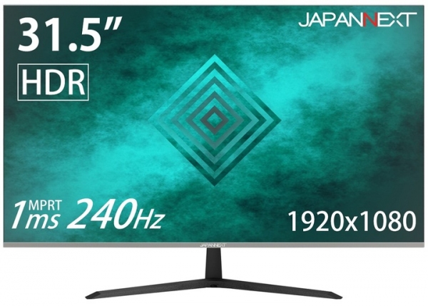 JAPANNEXTが31.5型1920x1080 FHD解像度 240Hz MPRT1ms HDR対応  FreeSync対応 VAパネル ゲーミングモニター