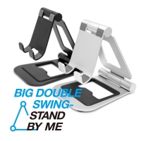 タブレット・ゲーム機にも安心の大きめ設計　2本の可動軸で自由に使える折りたたみ式のアルミスタンド　『BIG DOUBLE SWING-STAND BY ME』を4月28日に販売開始！