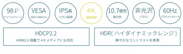 JAPANNEXTが98インチ HDR対応 4K液晶モニター 「X98(2022版)」を6月17日（金）より発売