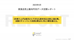 クラウド型モバイルPOSレジ「POS+（ポスタス）」 飲食店売上動向レポート2023年4月