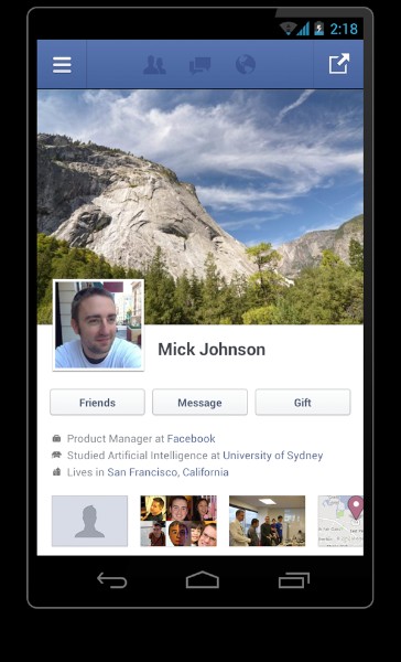 米フェイスブック（Facebook）は13日、 Android向けアプリの新バージョン「Facebook for Android 2.0」を公開した。写真やタイムラインの表示が従来版に比べて約2倍のスピードに高速化されているという。