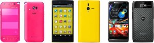 ウィルコムは1日、全国のウィルコムプラザでソフトバンクモバイルのAndroid搭載スマートフォンの取扱いを順次開始すると発表した。写真は取扱いが開始される3商品
