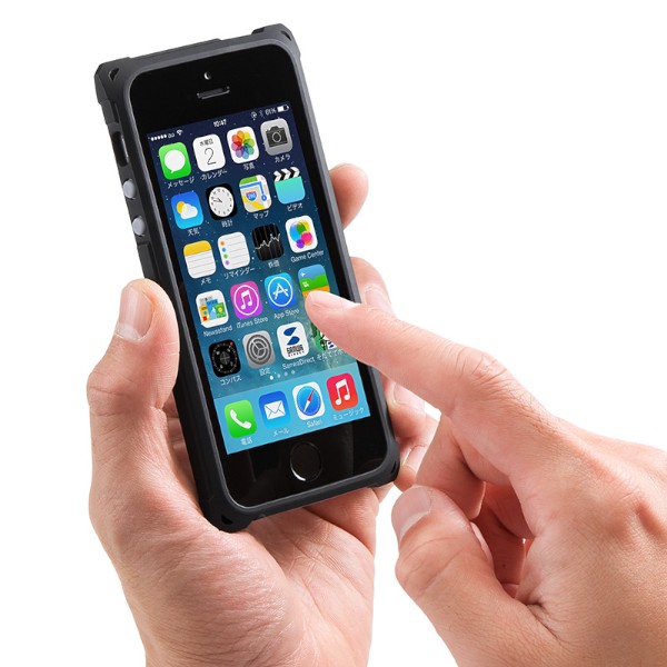 四隅のダンパーで落下時の衝撃を抑えるサンワサプライのiPhone 5s / 5ケース「200-PDA135GY」