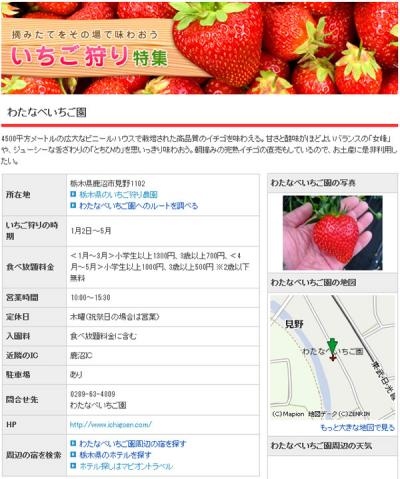 マピオン、いちご狩り特集をリリース〜全国約110箇所のいちご狩り農園を紹介〜