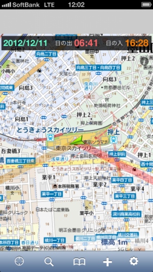 日の出日の入り時刻と方角が地図で確認でき、初日の出参りに活躍するアプリ『日の出日の入マピオン』のiPhone版を公開