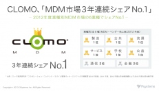 CLOMO、「MDM 市場3年連続シェア No.1」　- 2012年度業種別 MDM 市場の6業種でシェア No.1 -