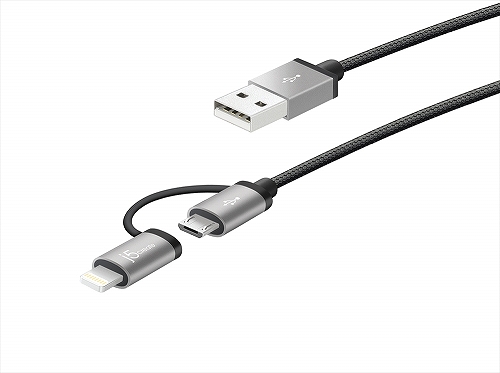 Lightning、micro-Bコネクタ変換付3in1 microUSBケーブル他“1本で便利な”4種製品「j5 create」より4月27日登場