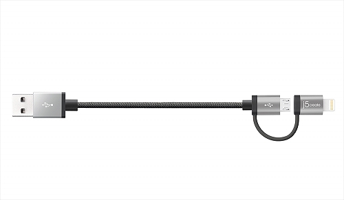 Lightning、micro-Bコネクタ変換付3in1 microUSBケーブル他“1本で便利な”4種製品「j5 create」より4月27日登場