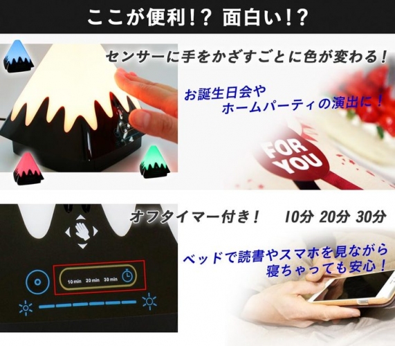 【上海問屋限定販売】富士山が室内で8色に光る！？　カラフルLEDセンサーライト　販売開始