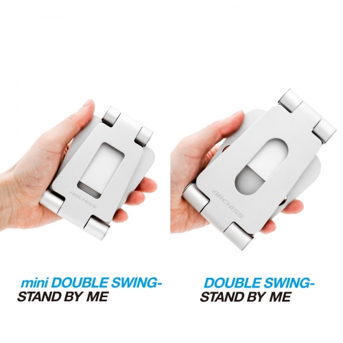 移動中の新幹線や、休日のカフェで。動画が見やすい折りたたみ式スマホスタンド「mini DOUBLE SWING-STAND BY ME」4月26日販売開始