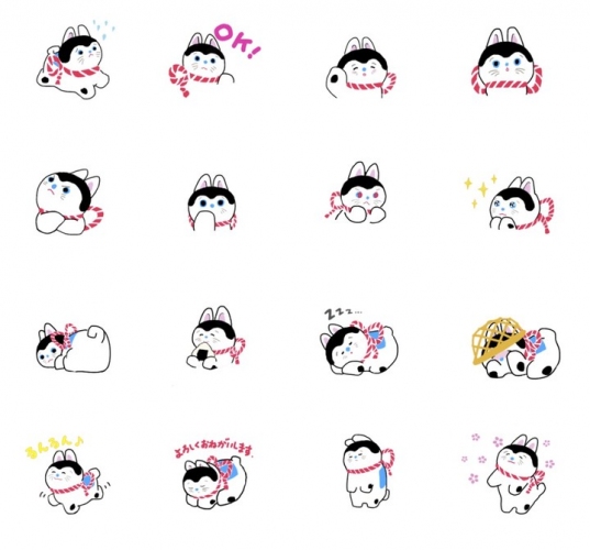 新年にぴったりの縁起物LINEスタンプが新登場！雑貨店「ブルーブルーエ」第2弾オリジナルLINEスタンプは「いぬはりこ」＆「開運ねずみたち」