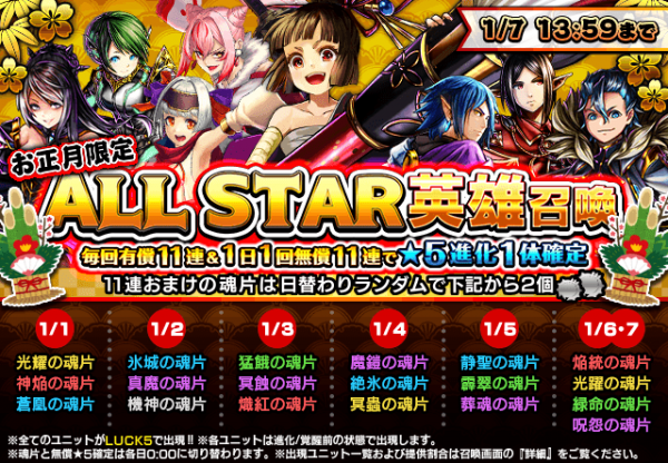 クリスタル最大1000個当たる＆好きなユニット２体もらえる！ 超本格王道RPG『グランドサマナーズ』お正月＆３周年記念キャンペーン開催！