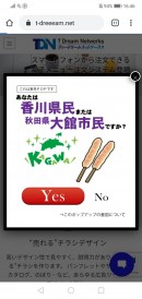 遂に追従者現る！秋田県大館市と香川県の 「ネット・ゲーム依存症対策条例」！「あなたは香川県民または大館市民ですか？」のポップが出現するサイトが登場！