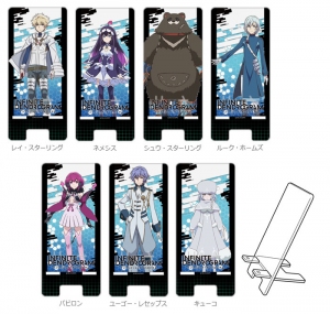 アニメ『インフィニット・デンドログラム』のキャラを印刷したスマホスタンドや缶バッジなど4種26製品が新登場！