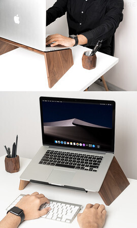 ​【入荷しました！】「OAKYWOOD ウォルナット/オーク製ラップトップ スタンド」【ポーランド産／無垢材／リモート会議に】