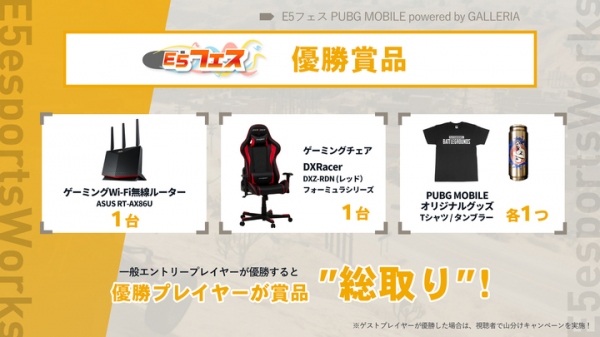 「E5フェス PUBG MOBILE powered by GALLERIA」開催記念 Twitterキャンペーンを実施