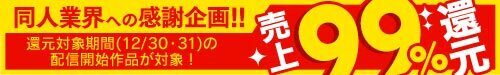 FANZA同人、サークルへ新作売上還元率MAX99%の大幅増額キャンペーンを開催 　並びに販売価格税込550円以下作品の卸値引き上げを実施
