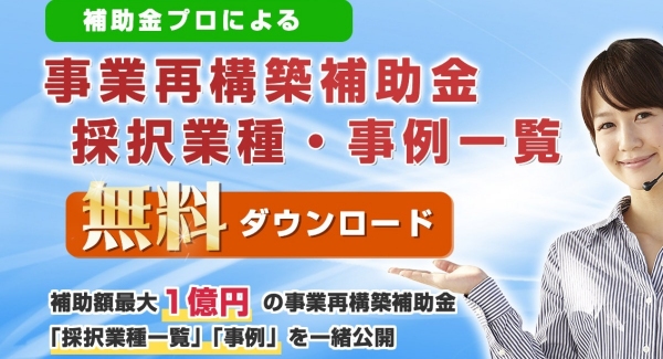 【無料公開】事業再構築、採択業種一覧ダウンロード＆事例の一覧を無料ダウンロード開始