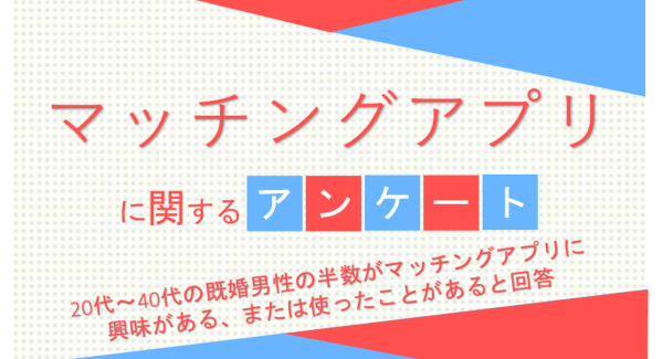 20代～40代の既婚男性の半数がマッチングアプリに興味がある、または使ったことがあると回答【マッチングアプリに関するアンケート】