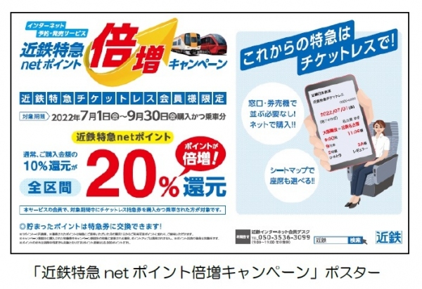 ― 近鉄グループ「さぁ　はじめよう、」キャンペーン 特別企画―「近鉄特急netポイント倍増キャンペーン」を実施！～チケットレスサービス利用でポイント２０％を還元～