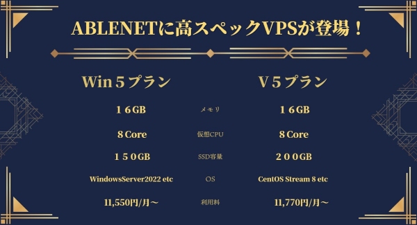 高スペックVPプランが登場【ABLENET　VPS】