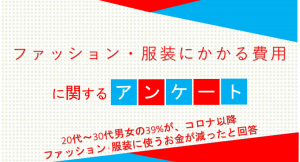 20代～30代男女の39%が、コロナ以降ファッション･服装に使うお金が減ったと回答【ファッション・服装にかかる費用に関するアンケート】