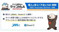 【ラッコM&A】ASPサービスのJANet、Smart-Cと連携開始。サイト売買で購入したWEBサイトの成長を促進
