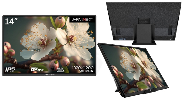 JAPANNEXTが14インチでWUXGA解像度(1920 x 1200)に対応した モバイルディスプレイを3月24日(金)に発売