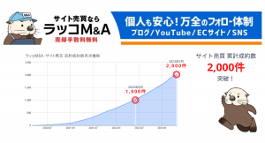 【ラッコM&A】11か月でサイト売買成約数が倍増：累計1000件から2,000件へ。