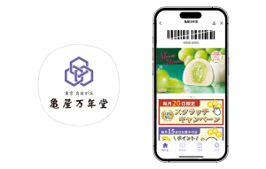 図1 LINEミニアプリ『亀屋万年堂』 アイコン／トップ画面