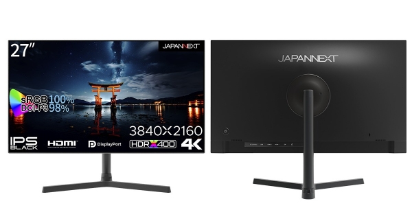 JAPANNEXTがIPS BLACKパネル採用27インチ4辺フレームレスデザインの4Kモニター「JN-27IPSB4FLUHDR」を12月22日(金)に発売