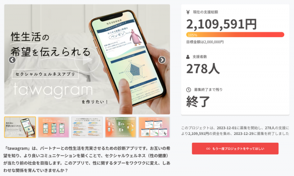 自分の「快感」を大事にして、パートナーと幸せな関係を！ラブライフカウンセラーが開発を目指す“セクシャルウェルネス診断アプリ”のクラファンが目標額をクリア