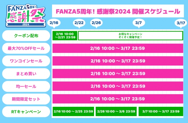 最大96％OFF‼感謝祭セール2024を開始‼FANZA5周年を記念した割引キャンペーンを多数開催！