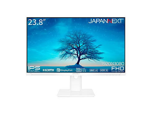 JAPANNEXTが23.8インチ USB-C給電に対応し昇降式スタンド搭載のホワイトカラーフルHD液晶モニターを23,480円で3月15日(金)に発売