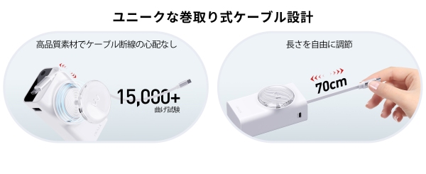 【新学期・大学進学準備セール】驚異の小型モバイルバッテリー iWALK LinkPod Reel 30W　- 魔法の70cm伸縮ケーブル搭載＆最大50％オフ！