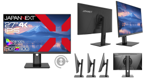 JAPANNEXTが27" IPSパネル 多機能スタンドを搭載したUSB-C給電対応の4K液晶モニターをAmazon限定 34,980円で3月28日(金)に発売