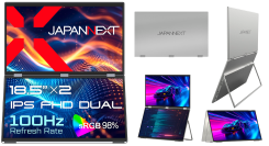 JAPANNEXTが18.5インチ IPSパネルを2つ搭載したフルHD解像度のデュアルモバイルモニターを69,980円で4月18日(金)より発売