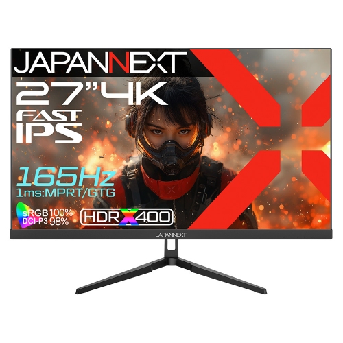 JAPANNEXTが27インチ FAST IPSパネル搭載 165Hz対応の4Kゲーミングモニターを57,980円で6月20日(金)に発売