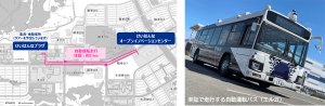 ＜走行ルートと使用する自動運転バスのイメージ＞ 