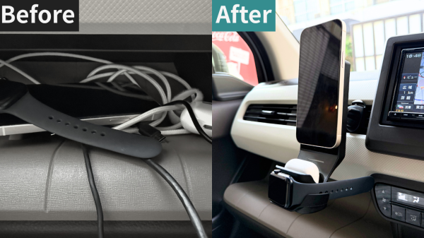 ながら運転防止！Appleデバイスを3台同時に充電できるワイヤレス車載充電器、8月30日まで先行予約販売