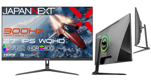 JAPANNEXTが27インチ IPSパネル搭載 300Hz/1ms対応のWQHDゲーミングモニターをAmazon限定 31,980円で12月5日(金)より発売