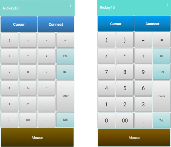 スマートフォンをPCのテンキー／タッチパッドにするアプリ「Rickey10」（リッキーテン）の画面を改良