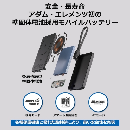 発火リスクを低減、高い安全性の準固体電池採用モバイルバッテリー2機種発売のお知らせ