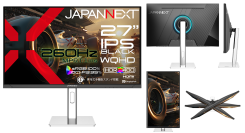 JAPANNEXTが27インチ IPS BLACKパネル 昇降式スタンド搭載 260Hz対応のWQHDゲーミングモニターを31,980円で3月26日(木)に発売